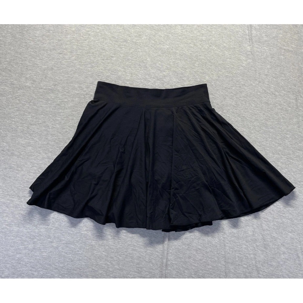 OQQ Skater Skirt Skort Womens 2XL Black Nylon Flared Hem Athletic Tennis Running